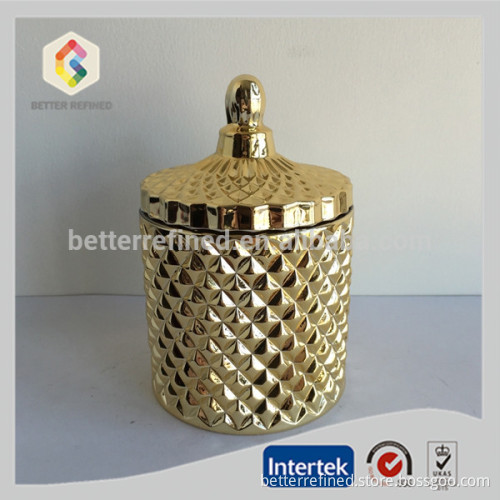 colored glass jar with knob lid